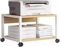 2 Tiers Rolling Under Desk Printer Stand,Office Movable Printer Desk with 4 Wheels & Lock Mechanism,Heavy Duty Storage Rack for Office and Home(Internal Height 25cm(9.8in), Natural)