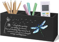 Dragonfly Dandelion Decorative Black Pencil Holder for Desk, Black Bookmark Holder Decor, Pen Caddy for Desk Decorative, Motivational Gifts for Women