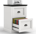 Halitaa Vertical File Cabinet, Filing Cabinet with 2 File Drawers, Farmhouse Small File Cabinet Fits Letter/A4 Size, Wooden Printer Stand, Under Desk Cabinets for Home Office, White and Black