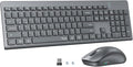MEETION Wireless Keyboard and Mouse, Silent Bluetooth Keyboard Mouse Set, 2.4G/Bluetooth Full-Sized Computer Keyboard, Gray
