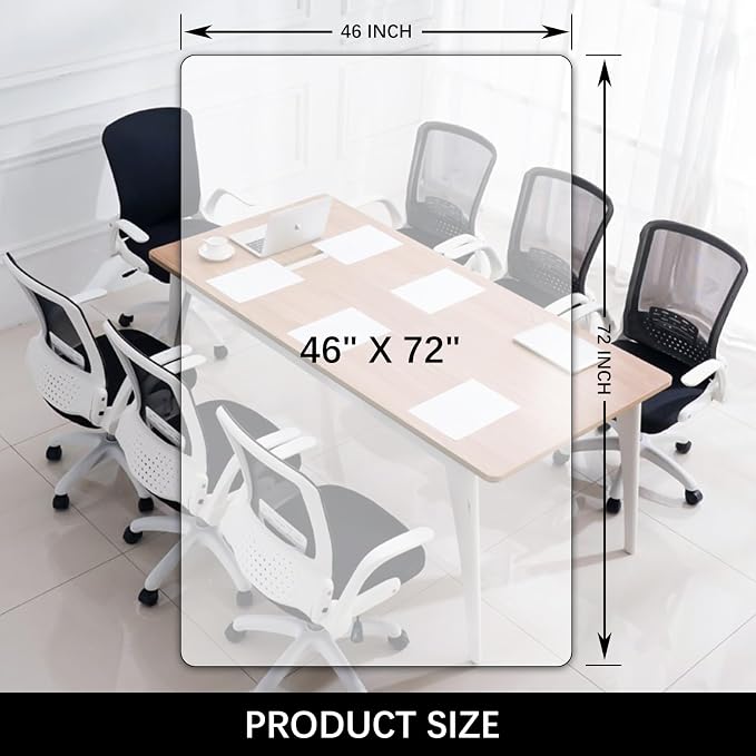Kuyal Clear Chair mat for Hardwood Floor 46 x 72 inches Transparent Floor Mats Wood/Tile Protection Mat for Office & Home (46" X 72" Rectangle)
