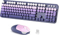 Dilter Wireless Keyboard and Mouse Combo, 104 Keys Full-Size Typewriter Keyboards, 2.4 GHz USB Receiver Plug and Play for Windows 7 8 10 11, PC, Laptop, Desktop (Purple)