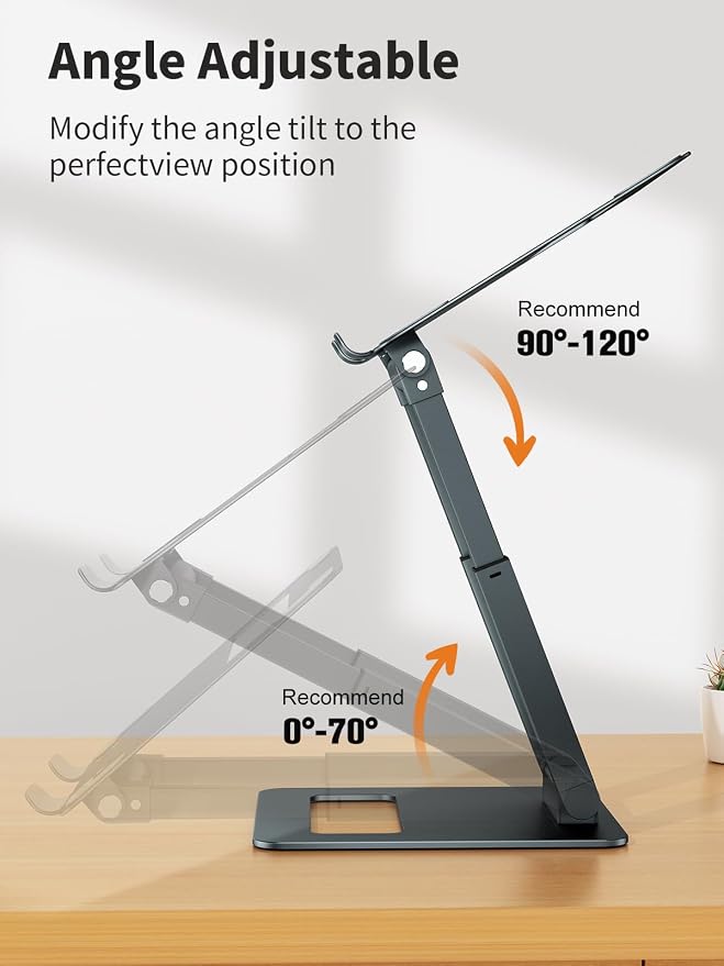 tounee Laptop Stand for Desk Adjustable Height, Telescopic Computer Stand with Pull Out Design Ergonomic Laptop Riser Fits All Laptops 10-17"-Gray