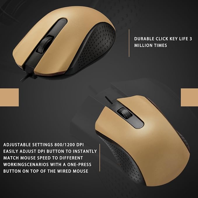 Hoteam 12 Pcs Gold Wired Computer Mouse Bulk Cord USB Computer Mice Ergonomic Wired Mouse for Pcs, Computers, Laptops, Gaming Office Home Supplies