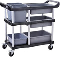 3 Tier Utility Cart Heavy Duty 330lbs Capacity Rolling Service Cart Utility Carts with Wheels Storage Cart Restaurant Supplies Great for Hotel,Kitchen,Laundry Room,Siz:41x18.3x37