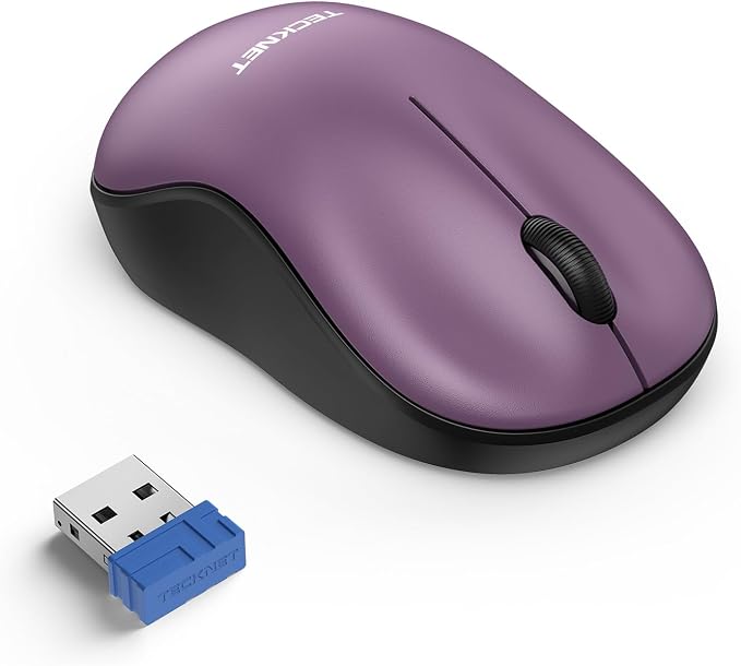 TECKNET Wireless Mouse for Laptop, 2.4G Silent Computer Mouse Quiet Click with 5 DPI Levels,Contoured Grip,Small Portable 30 Months Battery Cordless Mice for PC, Chromebook, Mac-Purple