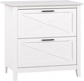Bush Home Key West 2 Drawer Lateral File Cabinet in Pure White Oak, Document Storage for Home Office, Accent Chest with Drawers