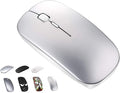 Bluetooth Wireless Mouse for MacBook Air Mac Pro Laptop Computer iPad Pad PC Laser Optical Rechargeable Mini Slim Silent Mouse Widely Used Desktop Hp iMac (Silver)