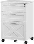 GAOMON 3 Drawer Mobile File Cabinet with Lock, Under Desk Wooden Filing Cabinets for Home Office Organizer Letters/Legal/A4, White