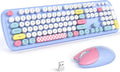 Wireless Keyboard and Mouse Combo, 2.4G Retro Typewriter Keyboard with Number Pad and Cute Ambidextrous Wireless Mouse for Computer Laptop