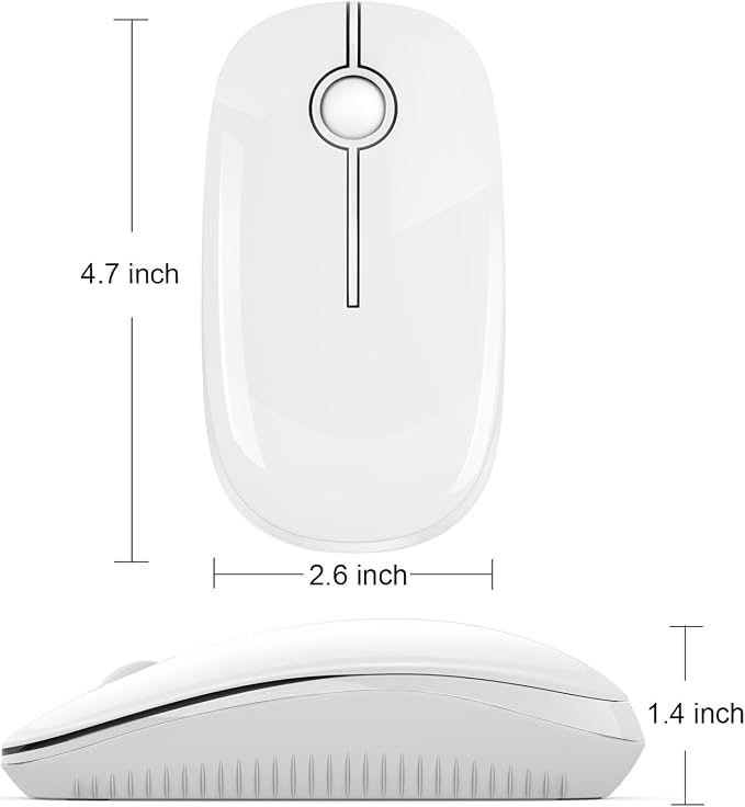 VssoPlor Wireless Mouse, 2.4G Slim Portable Computer Laptop Mouse with Nano Receiver Quiet Silent Optical Mice for Notebook, PC, Laptop, Computer-Pure White