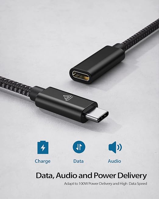 Faracent USB C Extension Cable (20Gbps/240W/5FT/1.5M), USB 3.2 Type C 3.1 Male to Female Extension Charging & Sync for iPhone Pixel PSVR2 MacBook Air Pro/iPad Dell XPS Surface Book-Black