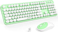 KNOWSQT Wireless Keyboard and Mouse Combo - White-Green Full-Sized 2.4 GHz 104 Keys Typewriter Keyboard, Flexible Round Keycap and Optical Mouse for Windows, Computer, PC, Laptop, Desktop, Mac