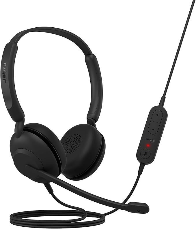 Jabra Evolve 10 Wired Headset with Noise-Cancelling Microphone for PC/Laptop Use, Easy USB-A Setup, TCO Certified, Lightweight Design, Inline Call/Volume Controls for Online Meetings, Black