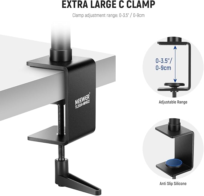 NEEWER Upgraded Overhead Camera Rig with Trifold Camera Boom Arm (Max Load 2lb), 47"/1.2m Telescopic Desk Mount Stand (Max Load 8.8lb) with Phone Clamp Ball Head for LED Light Webcam Mic, TL253A+MH022