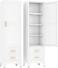 Ckzbx Tall Narrow Storage Cabinet, 66.93" H Tall Bathroom Cabinet Metal Pantry Cabinets with Drawers, 3 Adjustable Shelves, for Kitchen, Bathroom, Home Office, Living Room (White)