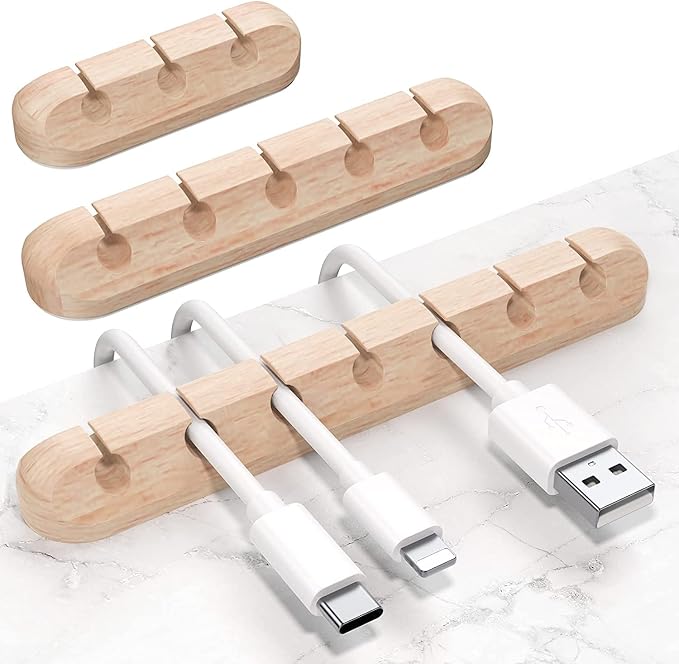 SOULWIT Cable Holder Clips, 3-Pack Cable Management Cord Organizer Clips Silicone Self Adhesive for Desktop USB Charging Cable Nightstand Power Cord Mouse Cable Wire PC Office Home