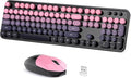 Dilter Wireless Keyboard and Mouse Combo, Retro Typewriter Keyboard with Round Keycaps, Full-Size Ergonomic, Ideal for Windows PC, Home, Office, College