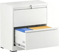 Lateral File Cabinet with Lock, 2 Drawer Filing Cabinet, Metal File Cabinets for Home Office, Steel Heavy-Duty Filing Storage Cabinet for Letters/Legal/A4 (Require Assembly, White)