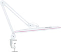 Neatfi XL 2,200 Lumens 24W LED Desk Lamp – 23” Wide Shade | Dimmable Eye-Caring Task Light | Adjustable Arm | Home Office, Study, Crafts & Nail Tech (White with Pink Ring, Non-CCT with Clamp)