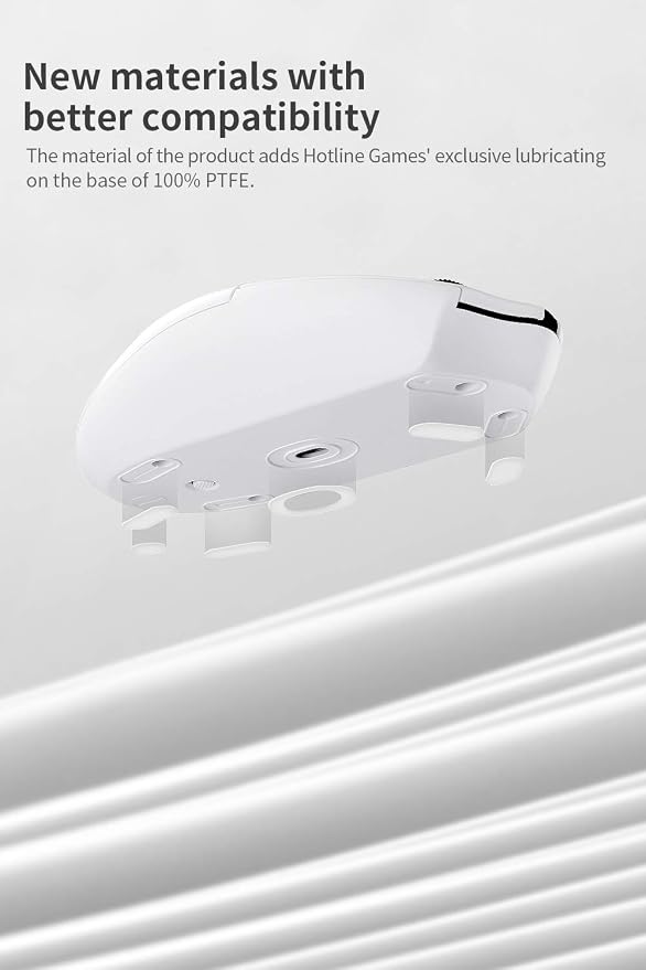 HOTLINEGAMES 2Sets 3.0 Plus Rounded Curved Edges Mouse Feet Skates Compatible with Zowie ZA13, ZA13B Gaming Mouse feet Replacement (0.7mm,Smooth Glide Pads,Pure White PTFE) Professional Mice Upgrade