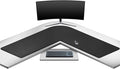 Mydours 53"x53"x16" L Shaped Office Mat, Full Desk Mouse Pad for Large L Shaped Gaming Desk Cover, Dual-Sided PU Leather Pad, Corner Mat for Home & Executive Office Desks, Black