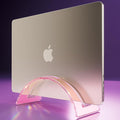 Acrylic Vertical Laptop Stand for Desk,Acrylic Invisible Desktop Notebook Dock,Vertical Laptop Holder Space-Saving Organizer for All MacBook, Surface, Samsung, HP, Dell-Pink…