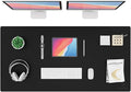 K KNODEL Large Office Leather Desk Mat, Mouse and Keyboard Pad, Computer and Laptop Mat, Desktop Protector and Cover, Writing Pad and Blotter (47.2"x23.6", Black)