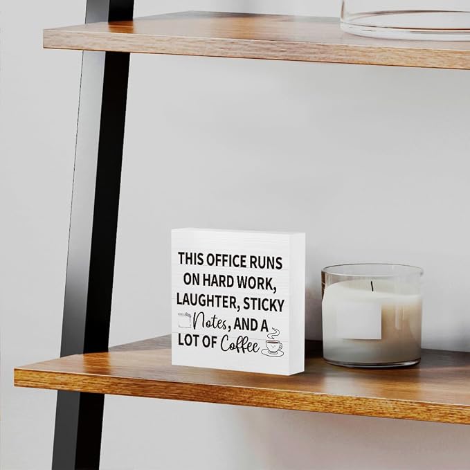 mmiishe Motivational Gifts for Women Funny Office Decorations for Work | Desk Decor for Coworkers Leader Women Cubicle Accessories for Office Meeting Rooms Wooden Box Sign for Birthday 5 x 5 Inches