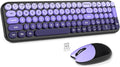 MOFII Wireless Keyboard and Mouse Combo, Compact Small Keyboard with Large Print, 2.4GHz Retro Typewriter Keyboard, Quiet Click Mouse for PC, Laptop, Desktop, Windows (Black Purple Gradient)