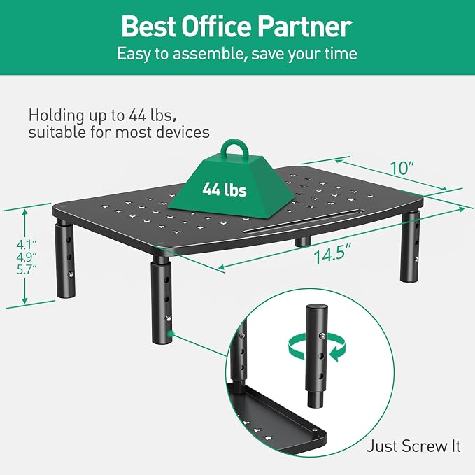 Zimilar 2 Pack Monitor Stands, 3 Height Adjustable Riser for Laptop, Printer, iMac, PC, Premium Metal Stand for 2 Monitors