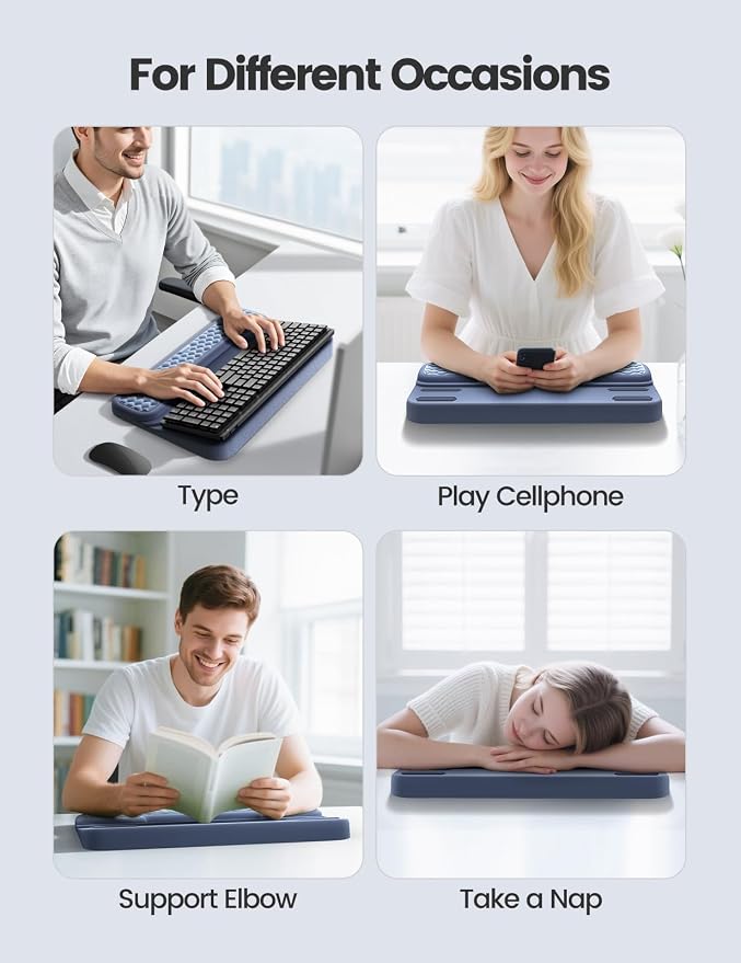 Vaydeer Wrist Rest with Keyboard Stand, Computer Wrist Support Pad, Ergonomic Keyboard Riser Holder Lift Tray with Wrist Pad, Soft Memory Foam Desk Cushion, Palm Arm Hand Typing for Office Home Gift