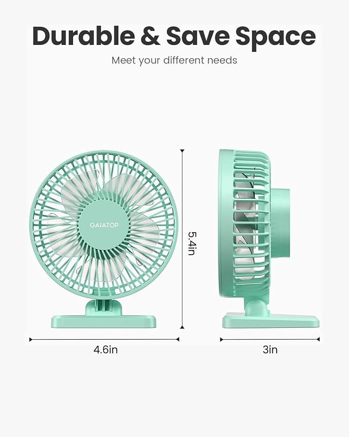 Gaiatop USB Desk Fan, Small But Powerful, Personal Portable Quiet 3 Speeds, Adjustable Mini Table Desktop fan for Cooling Home Office Car Summer Travel Gifts Green