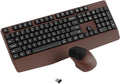 Wireless Keyboard and Mouse Combo, Ergonomic Keyboard with Wrist Rest, 2.4Ghz Wireless Connection, Compatible with PC/Laptop/Windows/Mac for Home and Office Use (Black Coffee)