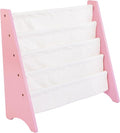 Humble Crew Kids Bookshelf, 4-Tier Front-Facing Book Display Organizer, Montessori Toddler Bookcase for Playroom, Bedroom & Reading Corner, Pink/White