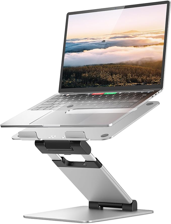 Nulaxy Laptop Stand, Ergonomic Sit to Stand Laptop Holder Convertor, Adjustable Height from 2.1" to 13.8", Supports up to 22lbs, Compatible with MacBook, All Laptops Tablets 11-17" - Silver