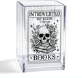 Introverted But Willing To Discuss Books Acrylic Organizer Pencil Pen Holder, Skeleton Bookmark Desk Accessories Holder, Bookworm Gifts for Women Reader Book Club Student Librarian Teacher