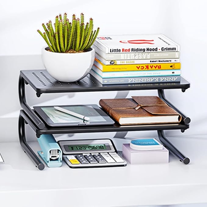 HUANUO Monitor Stand Riser for Desk, Laptop Stand, Laptop Shelf w/Vented Metal, Desktop Computer Stand Desk Organizer for Laptop, PC, Printer