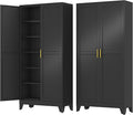 Metal Storage Cabinet with 2 Doors and 5 Adjustable Shelves - 75.2" Steel File Cabinet,Tool Cabinets for Office,Home,Garage,Gym,School (Black)