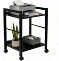 Small Printer Stand with Storage, 2-Tier Minimalist Printer Table, Rolling Cart for Home Office, Fits Small Desktop Printers, Scanner, Fax Machine.Size:17 "L × 12" W × 22" H,Black