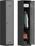 Metal Lockers for Employees,71" Metal Storage Cabinet with Lock,1 Door Steel Storage Locker Cabinet for Home,Gym,School,Office,Garage-Assembly Required(Black Gray)