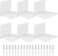 FENTEC Floating Book Shelves for Wall, Wall Mounted Invisible Floating Bookshelf, Heavy-Duty Hanging Bookshelves, Hidden Book Shelf Metal Wall Book Holder for Bedroom Home Office, 6-Pack White