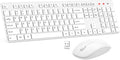 Wireless Keyboard and Mouse Combo, EDJO Silent Full Size Cordless USB Keyboard Mouse, 2.4GHz Lag-Free, Long Battery Life, for Computer, Laptop, PC, Chromebook, Windows (White, 1 Pack)
