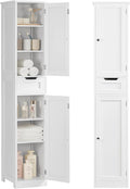 Iwell Tall Bathroom Cabinet, Slim Narrow Bathroom Storage Cabinet with Adjustable Shelves, Storage Cabinets with 1 Drawer, for Bathroom, Living Room, Entryway, Kitchen, White