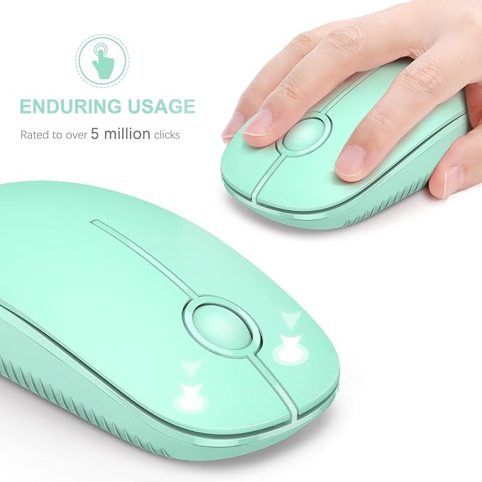 VssoPlor Wireless Mouse, 2.4G Slim Portable Computer Mice with Nano Receiver for Notebook, PC, Laptop, Computer (Mint Green)