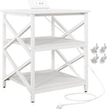 METYERRY Large Printer Stand with Power Outlet, with Height Adjustable Storage Shelf, 3 Tier Rolling Printer Cart with Industrial Wheels, 23.6 x 23.6 Inches Printer Table for Home Office, White