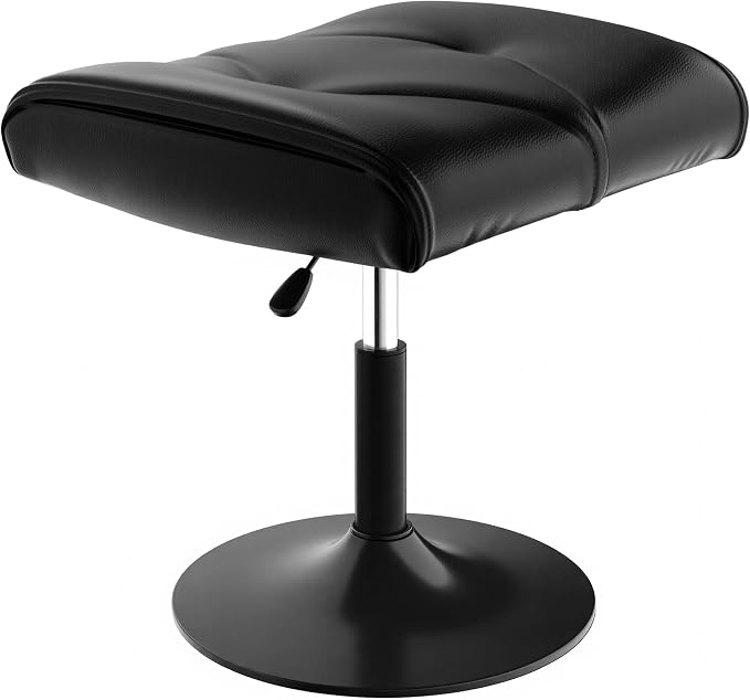 VECELO Foot Rest Under Desk Ottoman, PU Height Adjustable Footrest with Comfort Padding, Leg Rest for Desk for Relieving Leg Pain, Stiffness, and etc, Black