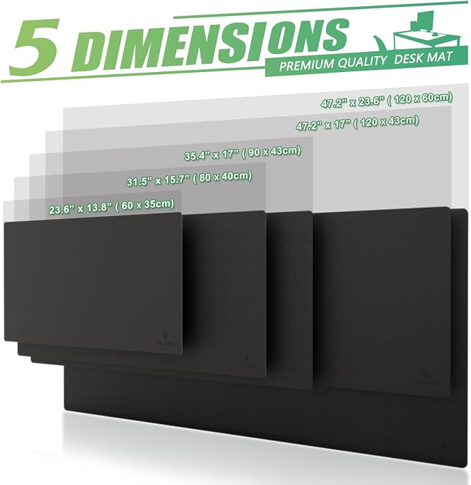 K KNODEL Large Office Leather Desk Mat, Mouse and Keyboard Pad, Computer and Laptop Mat, Desktop Protector and Cover, Writing Pad and Blotter (31.5"x15.7", Black)