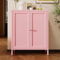 2 Door Metal Storage Cabinet-Small Bathroom Storage Cabinet with 1 Adjustable Shelf,Metal Freestanding Sideboard for Home Office, Living Room, Hallway, Entryway(Square Door, Pink)