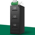 3 Drawer File Cabinet, Vertical File Cabinet with Lock, Metal Locking Filing Storage Cabinet for Home Office, Hanging Files for A4/ Legal/Letter, Assembly Required, Black